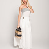 Vestido Off Shoulder Efeito Saia Incorpada