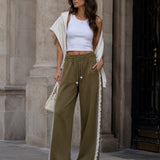 Calça Ti.Amo De Felpa Listra Tripla Lateral Com Guipura Misturada