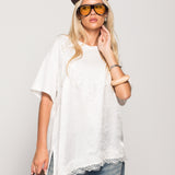 T-Shirt Ti.Amo Com Mistura De Seda Efeito Top Incorpado Guipura