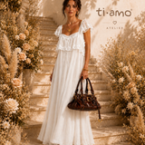 Vestido Longo Ti.Amo Faixa Com Folho E Renda Trabalhada