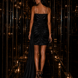 Vestido Texturizado Cut Out Lateral Lenço Longo