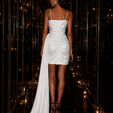 Vestido Texturizado Cut Out Lateral Lenço Longo