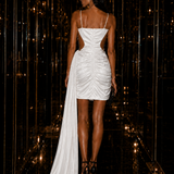Vestido Texturizado Cut Out Lateral Lenço Longo