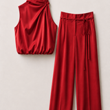 Twinset Top Halter + Calça Acetinado
