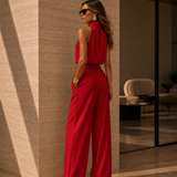 Twinset Top Halter + Calça Acetinado