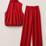 Twinset Top Halter + Calça Acetinado