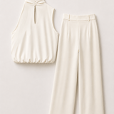 Twinset Top Halter + Calça Acetinado