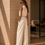 Twinset Top Halter + Calça Acetinado