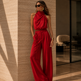 Twinset Top Halter + Calça Acetinado
