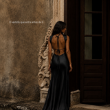 Vestido Longo Glamour Acetinado Premium Costas Abertas