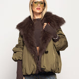 Blusão Ti.Amo De Penas De Pato Com Pêlo De Raposa