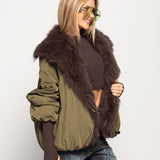 Blusão Ti.Amo De Penas De Pato Com Pêlo De Raposa