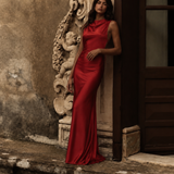 Vestido Longo Glamour Acetinado Premium Costas Abertas