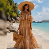 Vestido Ti.Amo De Alças Padrão Riscas Multicolor