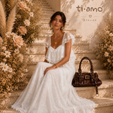 Vestido Longo Ti.Amo Faixa Com Folho E Renda Trabalhada