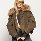 Casaco Ti.Amo Efeito Pele Com Pêlo Na Gola