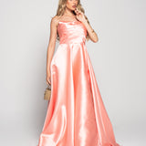 Glamour Long Dress with Draped Neckline