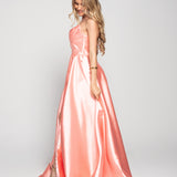 Glamour Long Dress with Draped Neckline