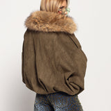 Casaco Ti.Amo Efeito Pele Com Pêlo Na Gola