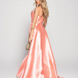 Glamour Long Dress with Draped Neckline