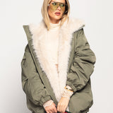 Blusão Ti.Amo De Penas De Pato Com Pêlo Contínuo