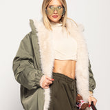 Blusão Ti.Amo De Penas De Pato Com Pêlo Contínuo