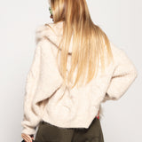 Casaco Ti.Amo Malha Perfurada Com Pêlo Natural