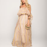 Vestido Ti.Amo De Alças Padrão Riscas Multicolor