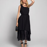 Vestido Ti.Amo Polka Dot Barra Efeito Cetim