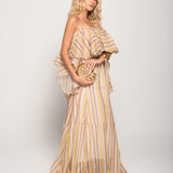 Vestido Ti.Amo De Alças Padrão Riscas Multicolor