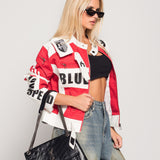 Biker Ti.Amo Motivos Racing Mistura De Pele Sintética