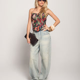 Calça Ti.Amo De Ganga Wide Leg Strass & Stars