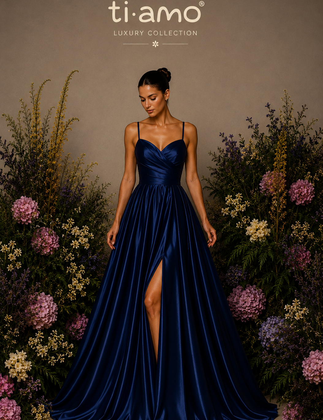 Vestido Longo Efeito Folhos Abertura Lateral