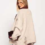 Casaco Ti.Amo De Malha Mistura De lã  Apontamento Nervuras Efeito Velu