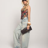 Calça Ti.Amo De Ganga Wide Leg Strass & Stars