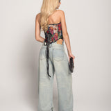 Calça Ti.Amo De Ganga Wide Leg Strass & Stars