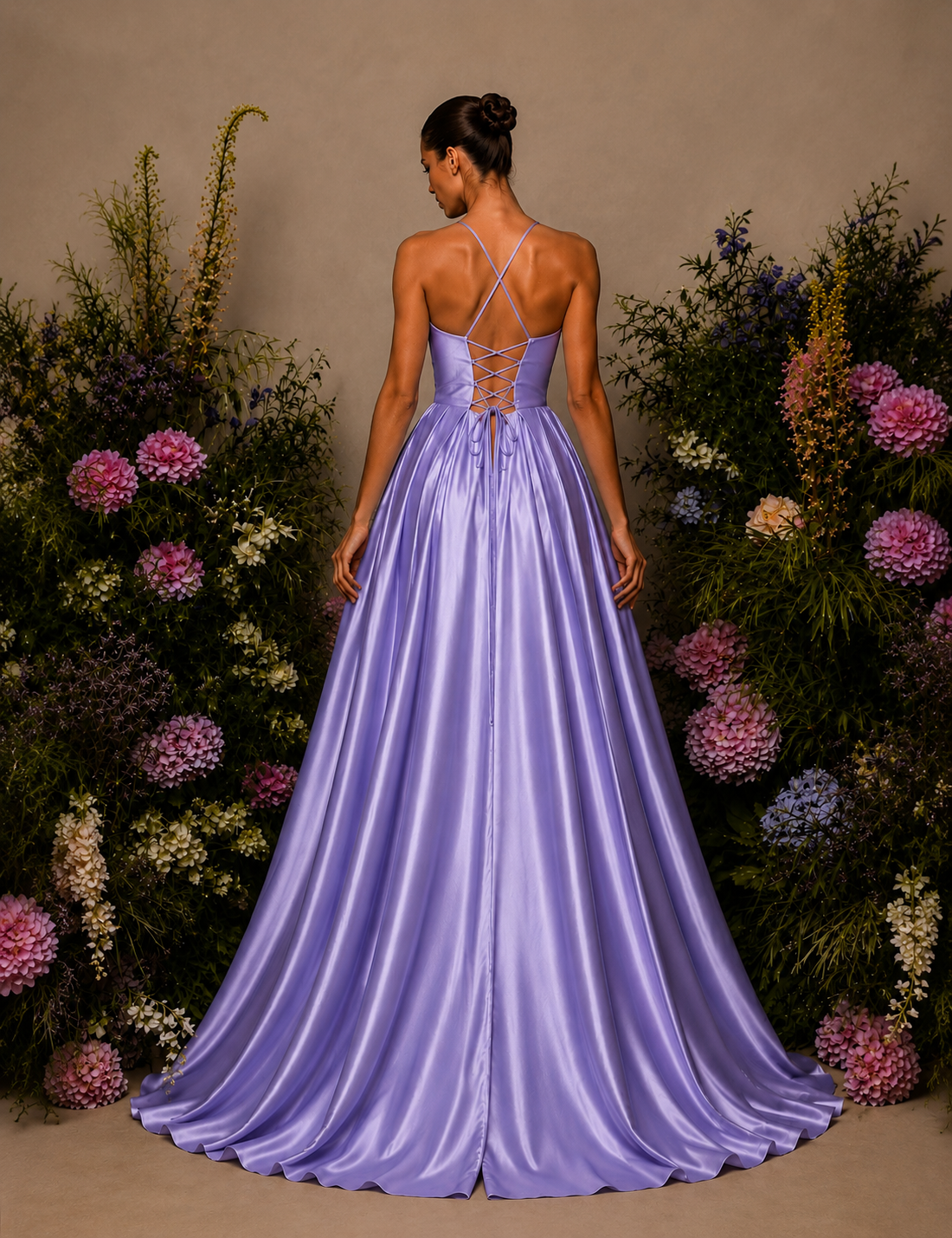 Vestido Longo Efeito Folhos Abertura Lateral