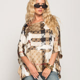 Túnica Oversize Acetinada Com Motivos