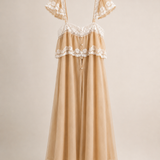 Vestido Longo Ti.Amo Faixa Com Folho E Renda Trabalhada