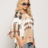 Túnica Oversize Acetinada Com Motivos