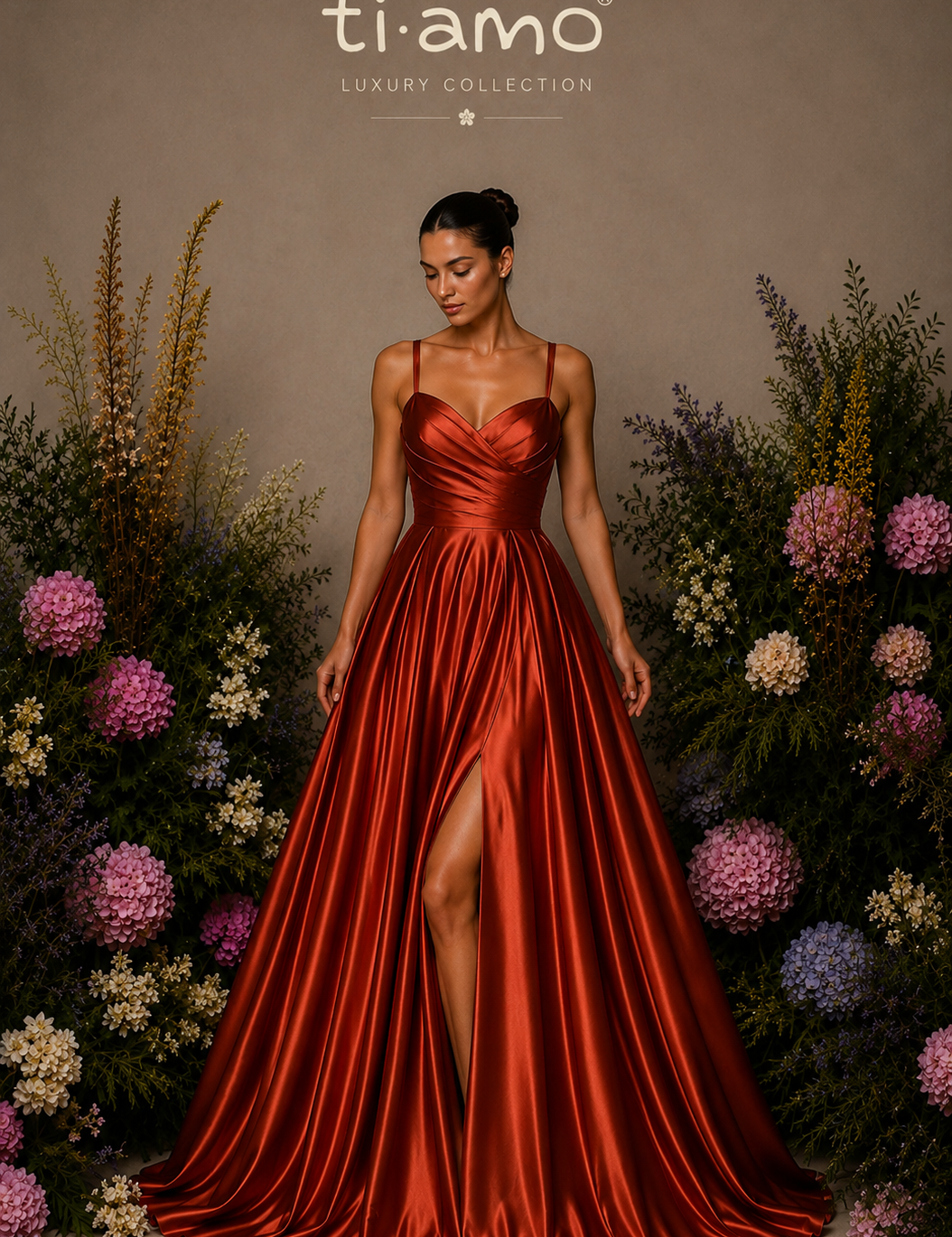 Vestido Longo Efeito Folhos Abertura Lateral