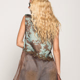 Colete Ti.Amo Jacquard Com Tecido Transparente Motivos Japão