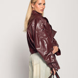 Biker Ti.Amo Cropped De Pele Sintética Efeito Crocodilo