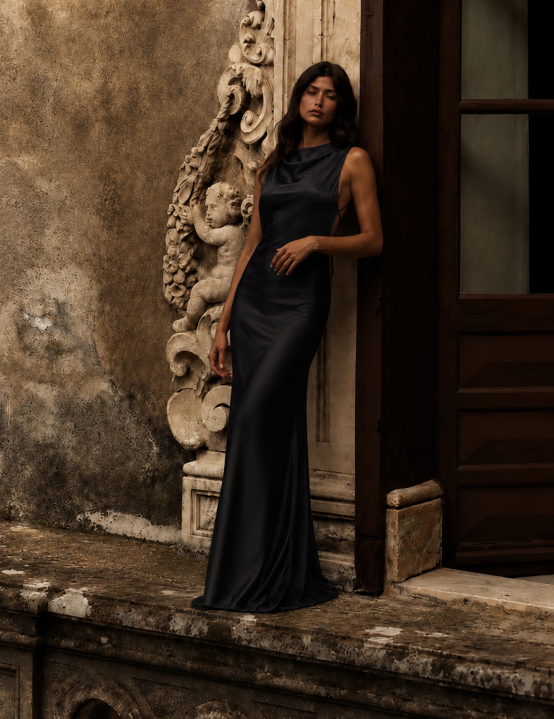 Vestido Longo Glamour Acetinado Premium Costas Abertas