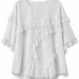 Blusa Ti.Amo Com Folhos Guipura