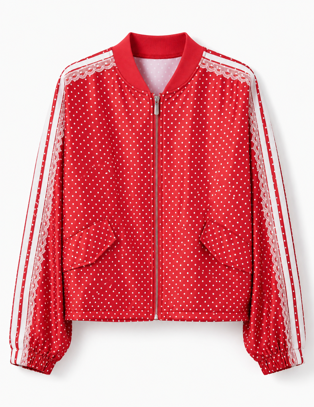 Bomber Ti.Amo Polka Dot & Listra Tripla Com Guipura