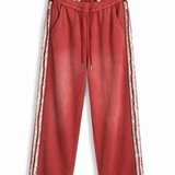 Calça Ti.Amo De Felpa Listra Tripla Lateral Com Guipura Misturada