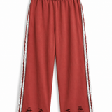 Calça Ti.Amo De Felpa Listra Tripla Lateral Com Guipura Misturada