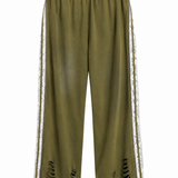Calça Ti.Amo De Felpa Listra Tripla Lateral Com Guipura Misturada