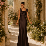 Vestido Longo Glamour Acetinado Off Shoulder
